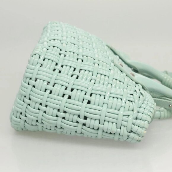 BALENCIAGA Hand Bag Vinyl 2way Green Silver Auth - Picture 3 of 16
